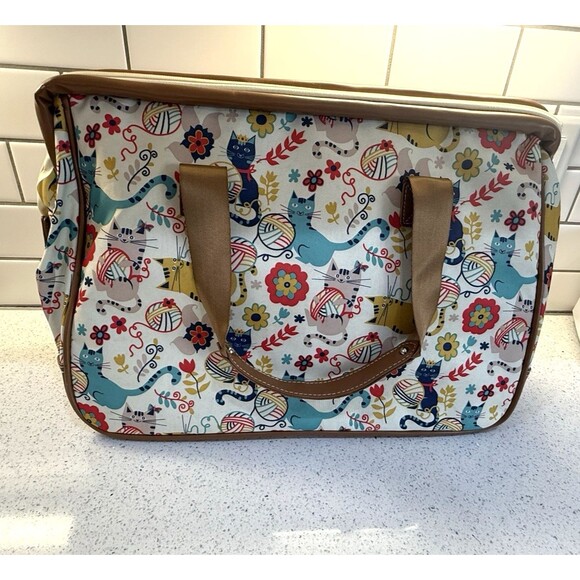 Lily Bloom Large Travel Tote Bag Cats Kitten Design Colorful 18" Luggage - Picture 2 of 16